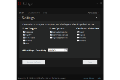 McAfee Avert Stinger x32ε԰windowsͻ˽ͼ