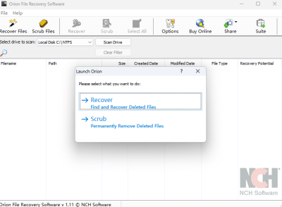 Orion File Recovery Softwareε԰windowsͻ˽ͼ
