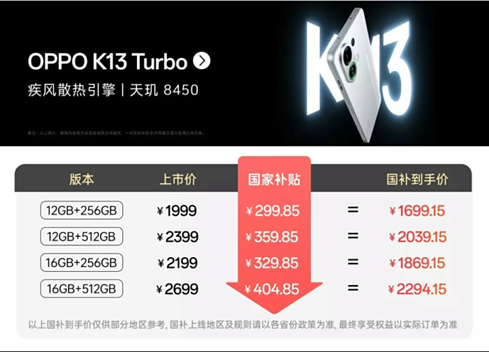 OPPO K13 Turbo ProѿԤۣ1699Ԫ